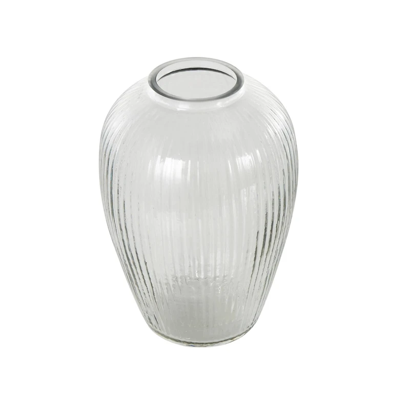 9.5" Clear Glass Ribbed Fluted Decorative Vase
