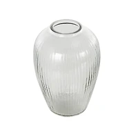 9.5" Clear Glass Ribbed Fluted Decorative Vase