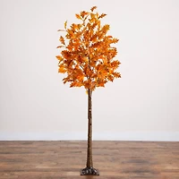 6ft. Pre-Lit Burnt Orange Autumn Maple Artificial Fall Tree with 300 Warm White LED Lights