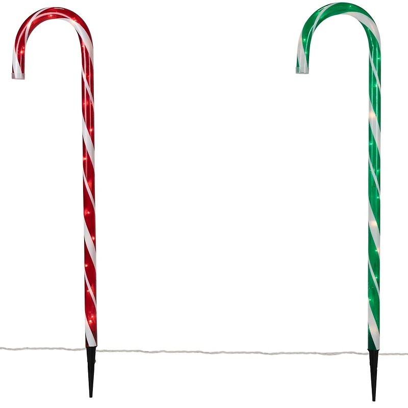 Lighted Outdoor Christmas Candy Cane Pathway Markers - 28" - Red/Green - Set of 6