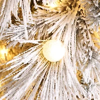 Glitzhome® 9ft Pre-Lit Flocked Full Pine Artificial Christmas Tree, Warm White LED Lights