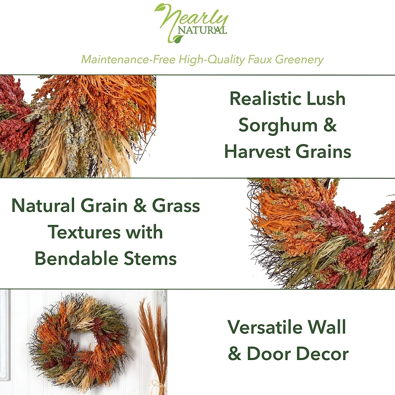 26" Sorghum Harvest Autumn Artificial Wreath