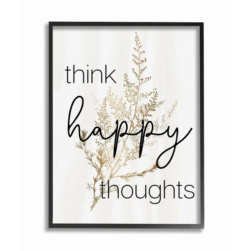Stupell Industries Think Happy Thoughts Minimal Thistle Framed Wall Art