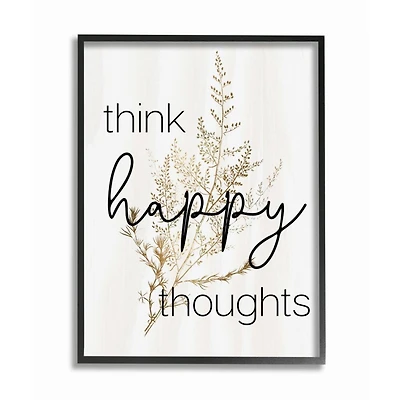 Stupell Industries Think Happy Thoughts Minimal Thistle Framed Wall Art