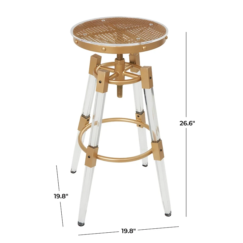 27" Gold Acrylic Bar Stool with Clear Acrylic Accents