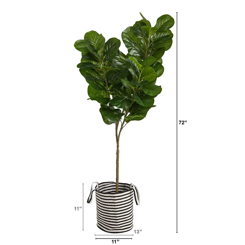 6ft. Fiddle Leaf Fig Artificial Tree in Handmade and Natural Jute and Cotton Planter