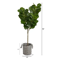 6ft. Fiddle Leaf Fig Artificial Tree in Handmade and Natural Jute and Cotton Planter
