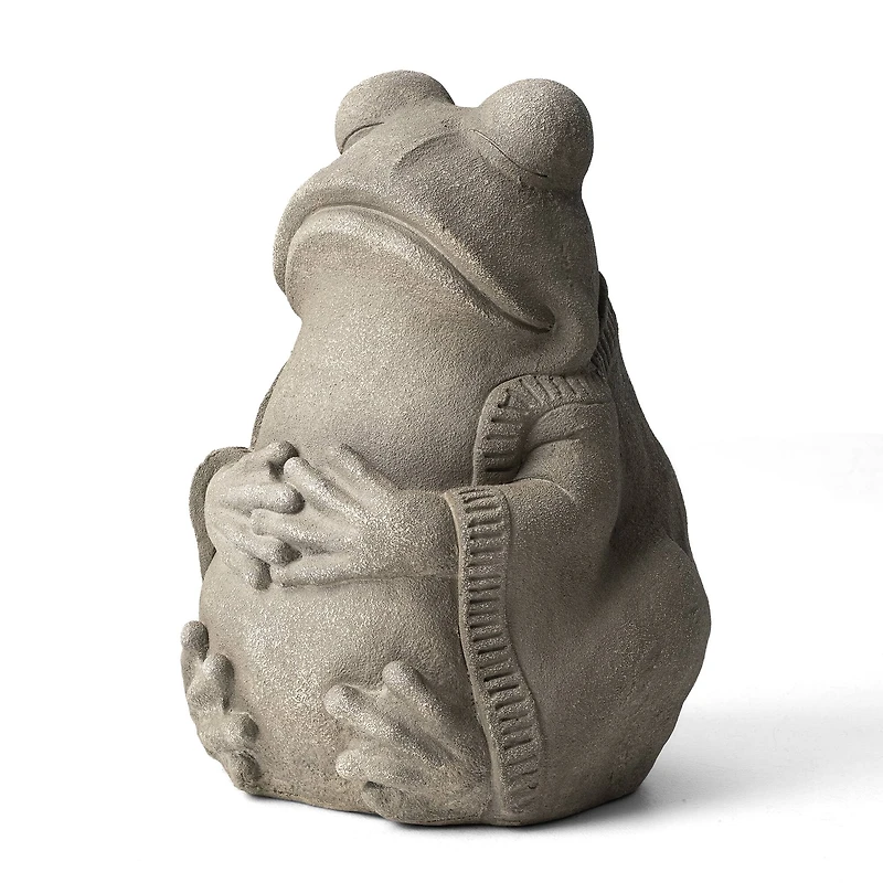 Glitzhome® 16.75" Faux Concrete Zen-Style Frog Garden Statue