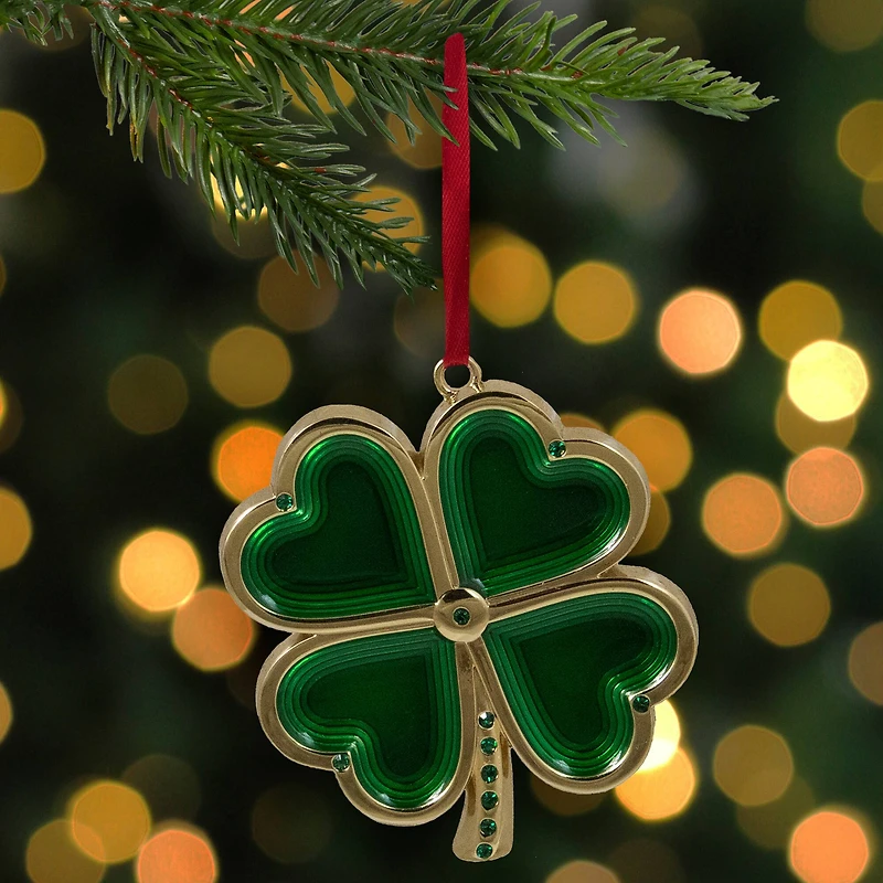 Green & Gold Luck of the Irish Clover Ornament