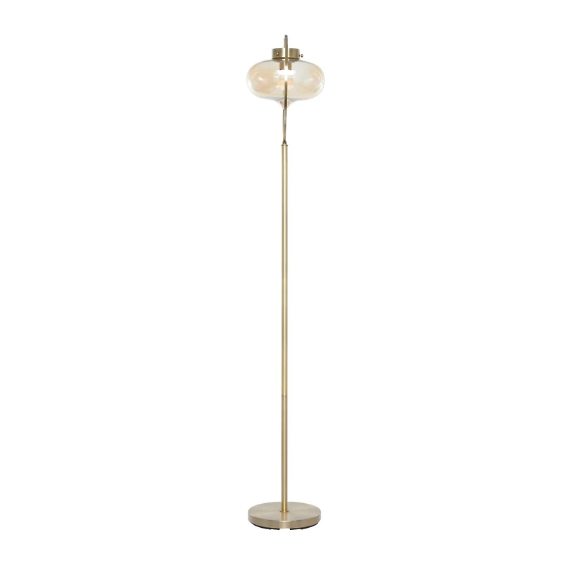 Gold Iron Contemporary Floor Lamp, 14" x 14" x 9"