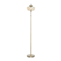 Gold Iron Contemporary Floor Lamp, 14" x 14" x 9"
