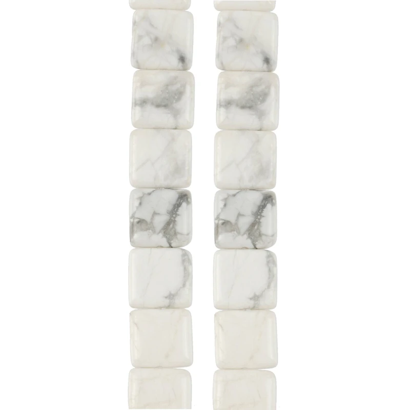 White Howlite Flat Square Beads, 10mm by Bead Landing™