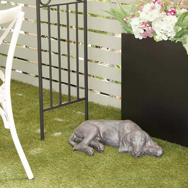 Black Modern farmhouse Dog Garden Sculpture, 23" x 13" x 6"