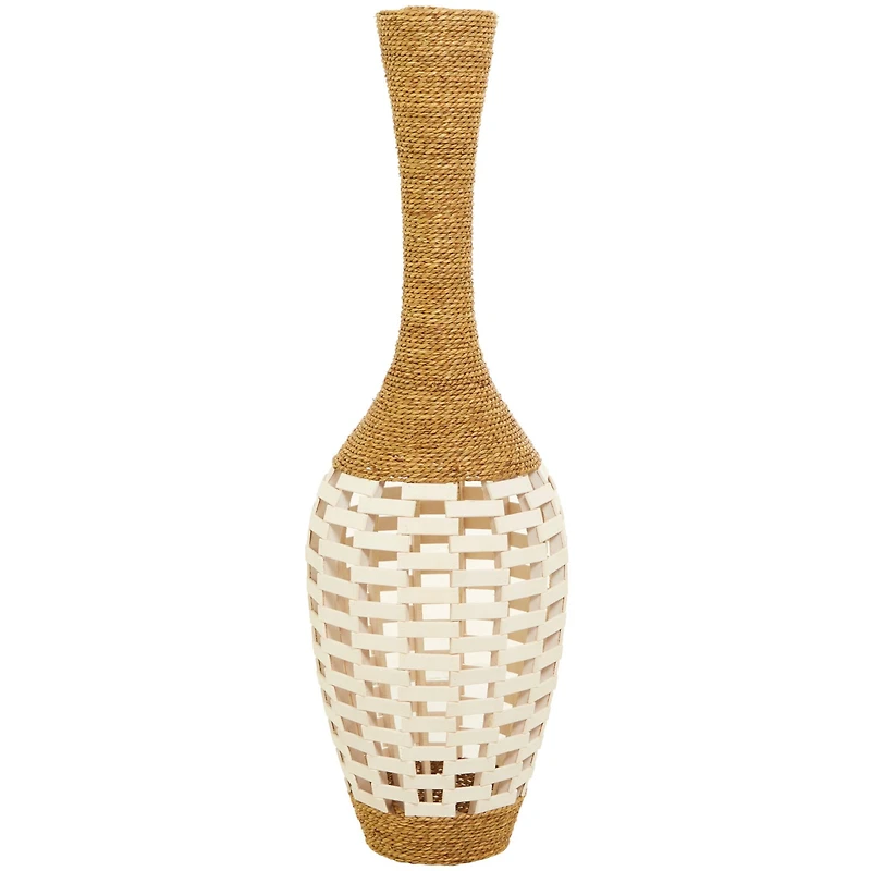 White Seagrass Handmade Tall Woven Floor Vase 13" x 13" x 40"