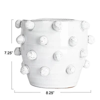 Hello Honey® 8.25" White Handmade Hobnail Terra Cotta Planter