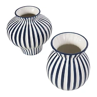 Blue Stripes Rounded Ceramic Vase Set