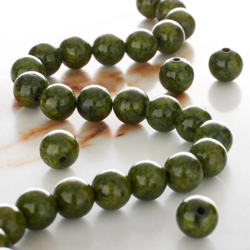 Green Quartz Round Beads, 8mm by Bead Landing™