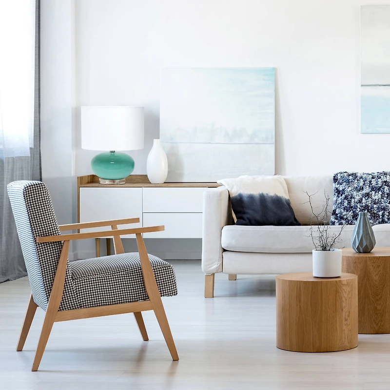 Lalia Home 15.25" Ovaloid Glass Table Lamp with White Shade