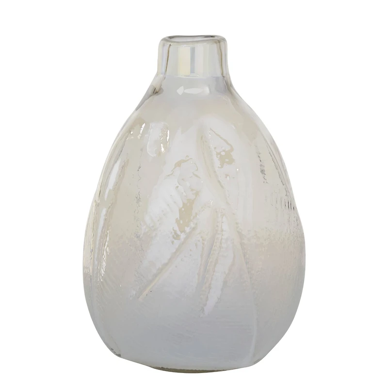 16" White Contemporary Glass Vase