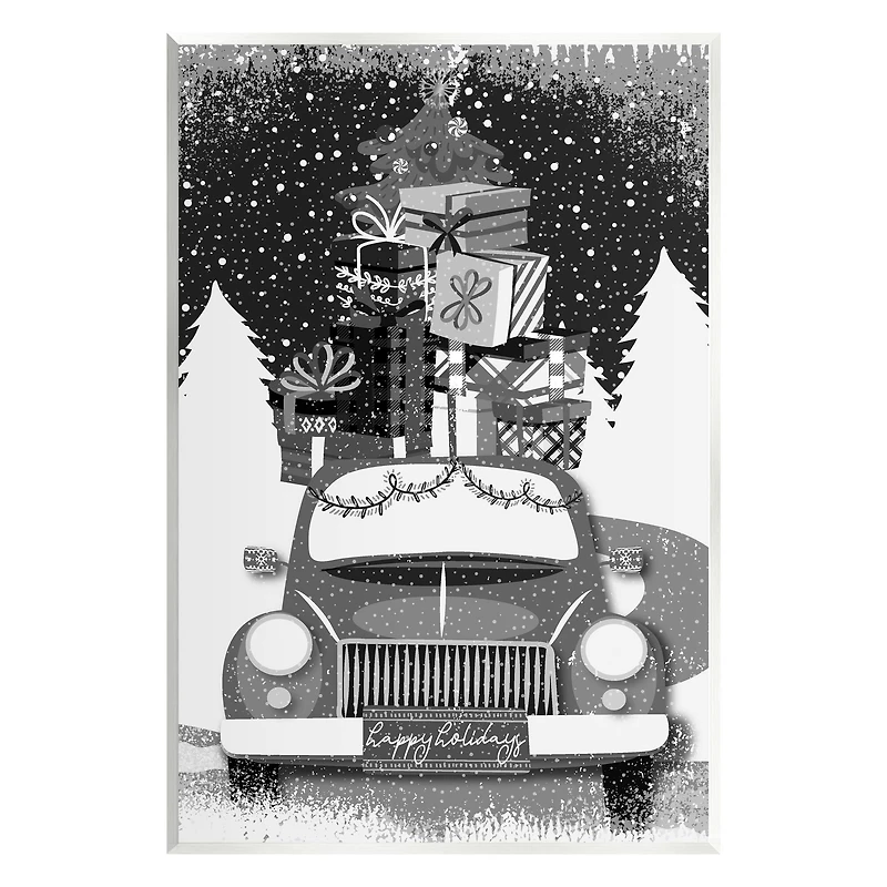 Stupell Industries Happy Holidays Gifts Car Wall Plaque Art