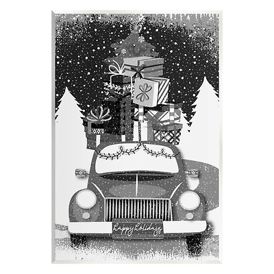 Stupell Industries Happy Holidays Gifts Car Wall Plaque Art