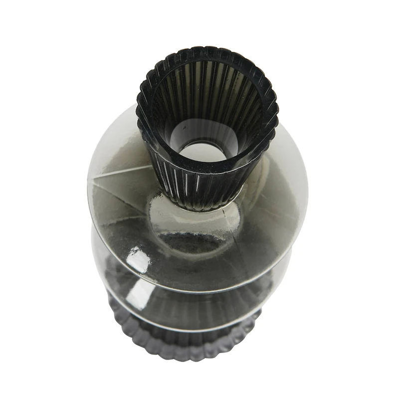 Hello Honey® 10" Clear & Gray Fluted Glass Vase