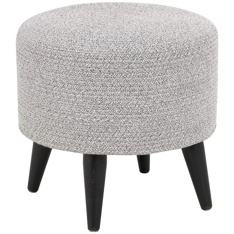 17" Chevron Textured Fabric Stool with Black Wooden Legs
