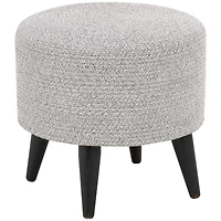 17" Chevron Textured Fabric Stool with Black Wooden Legs