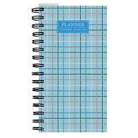 TF Publishing 2024-2025 Small Blue Plaid Spiral Weekly Monthly Planner