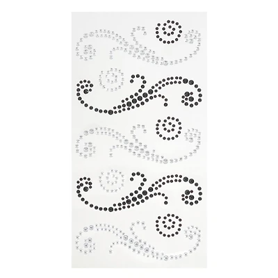 Black & Silver Rhinestone Flourish Stickers by Recollections™