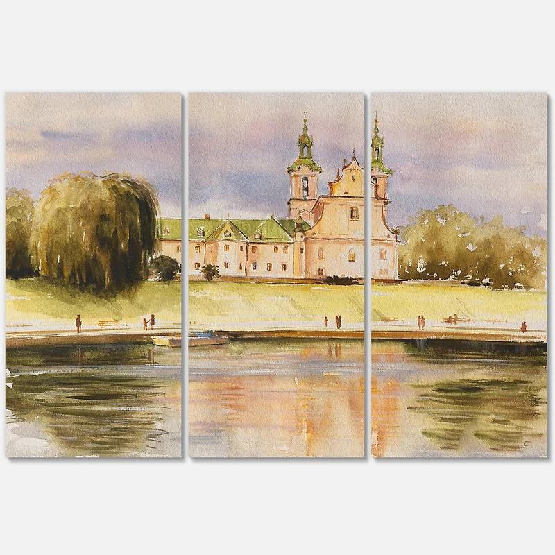 Designart - Historic Church On The Rock On Banks of The River