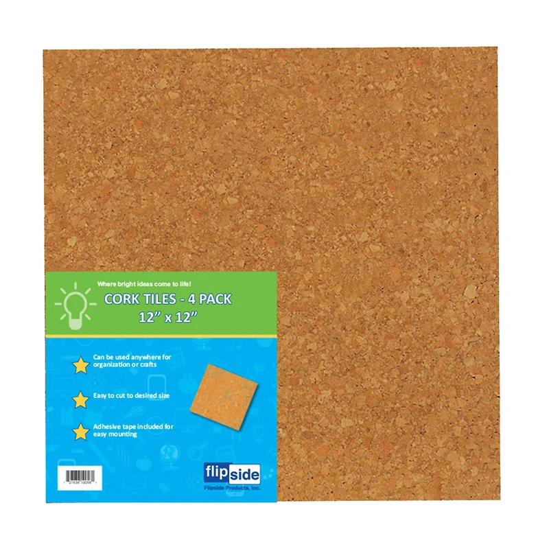 Flipside Products 12" x 12" Natural Cork Tile Pack, 2ct.