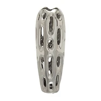 21" Silver Ceramic Contemporary Vase