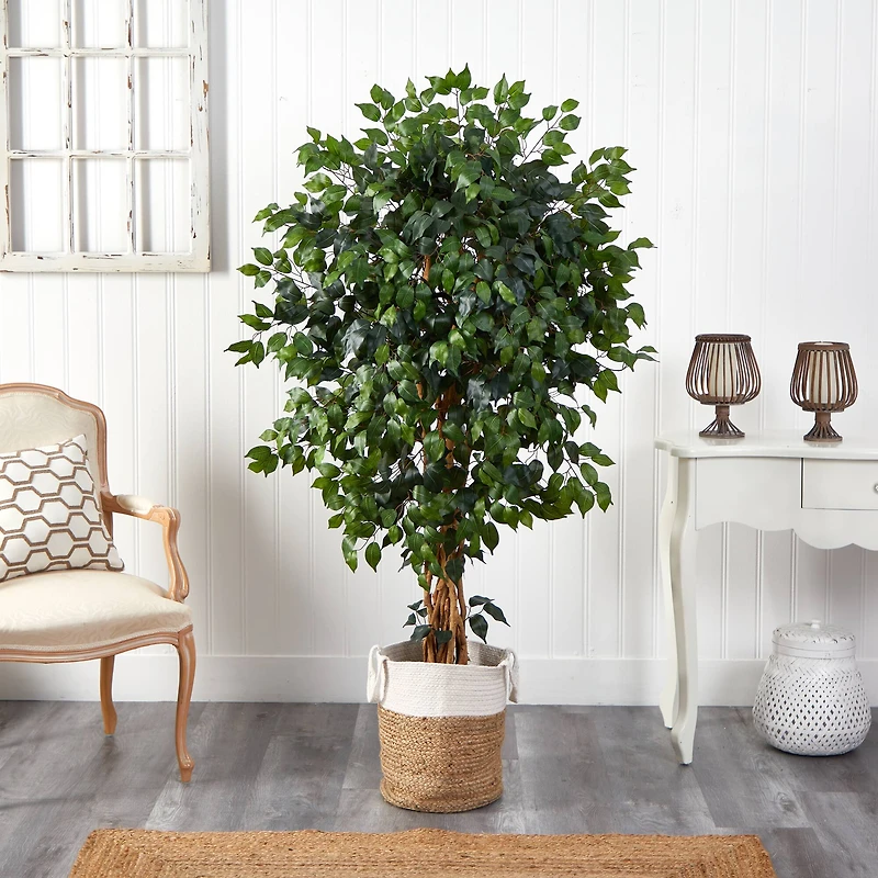 5.5ft. Palace Ficus Artificial Tree with in Handmade Natural Jute and Cotton Planter