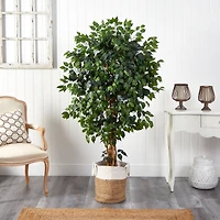 5.5ft. Palace Ficus Artificial Tree with in Handmade Natural Jute and Cotton Planter