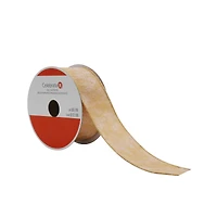 1.5" x 5yd. Beige Foil Print Wired Velvet Ribbon by Celebrate It® Blush Romance