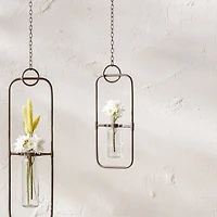 28" Hanging Bottle Vases in Metal Frame, 2ct.