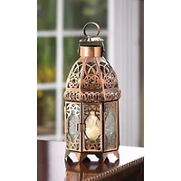 9.5" Copper Moroccan Candle Lantern