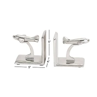 5" Silver Aluminum Contemporary Plane Bookends