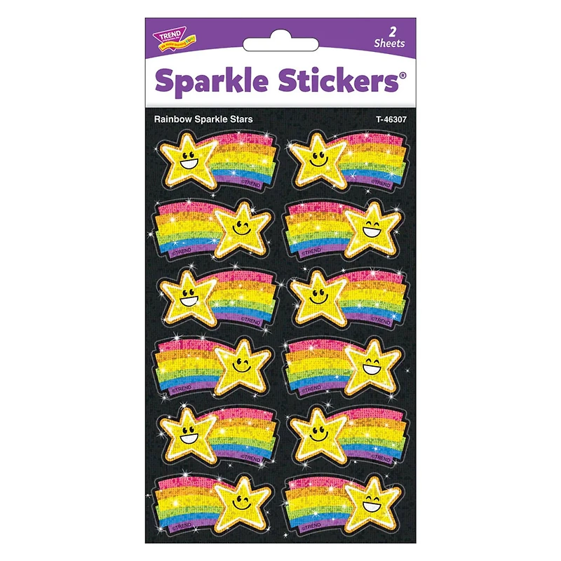 TREND Enterprises® Rainbow Stars Sparkle Stickers®, 6 Packs of 144