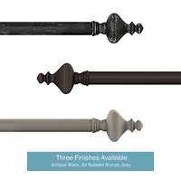 Hastings Home Black Extendable Curtain Rod with Finials