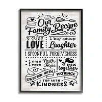 Stupell Industries Our Family Recipe Motivational Kitchen Phrases Life Ingredients Framed Wall Art