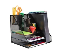 Mind Reader Black 8 Compartment Desktop Document Letter Tray