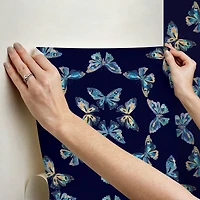 RoomMates Blue Papillon Peel & Stick Wallpaper