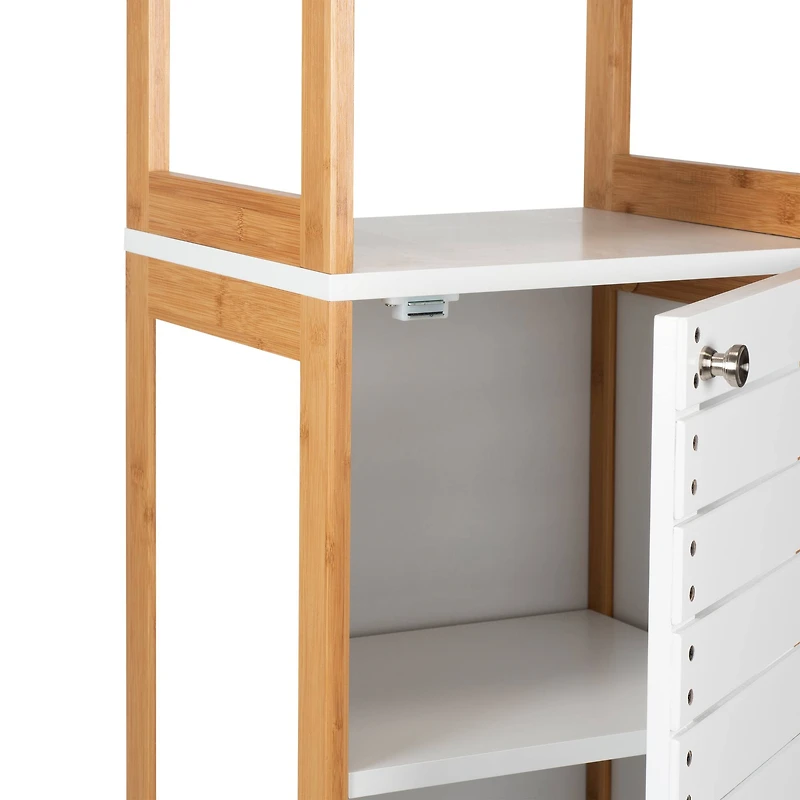 Organize It All Rendition 68" White 6-Shelf Bamboo High Cabinet