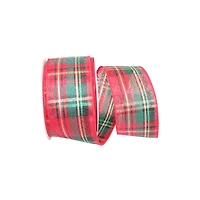 JAM Paper 2.5" x 10yd. Shimmer Wired Holiday Plaid Ribbon