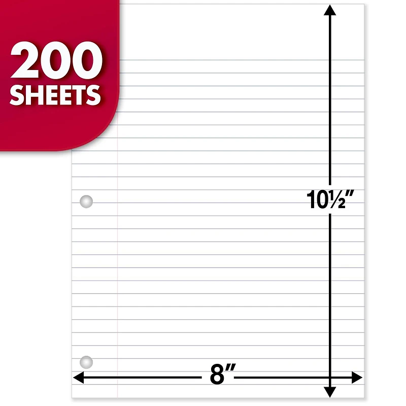 Mead® White Wide Ruled Notebook Filler Paper, 3 Pack of 200