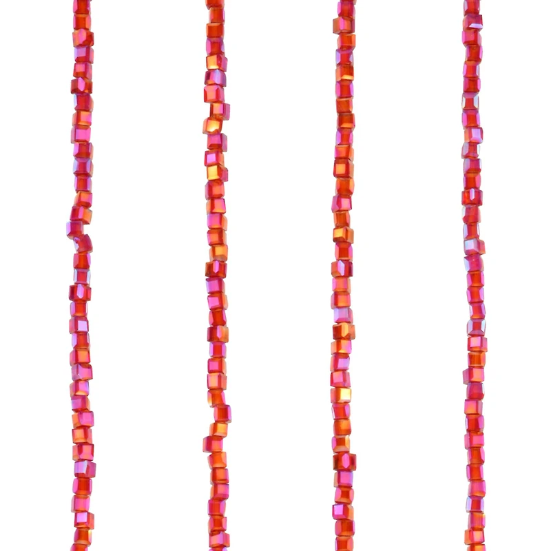 Red Faceted Glass Cube Beads, 2mm by Bead Landing™