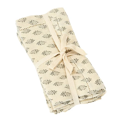 Hello Honey® Charcoal & Cream Floral Print Cotton Napkins, 4ct.