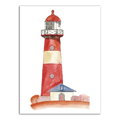Red Lighthouse 12" x 16" Canvas Wall Art